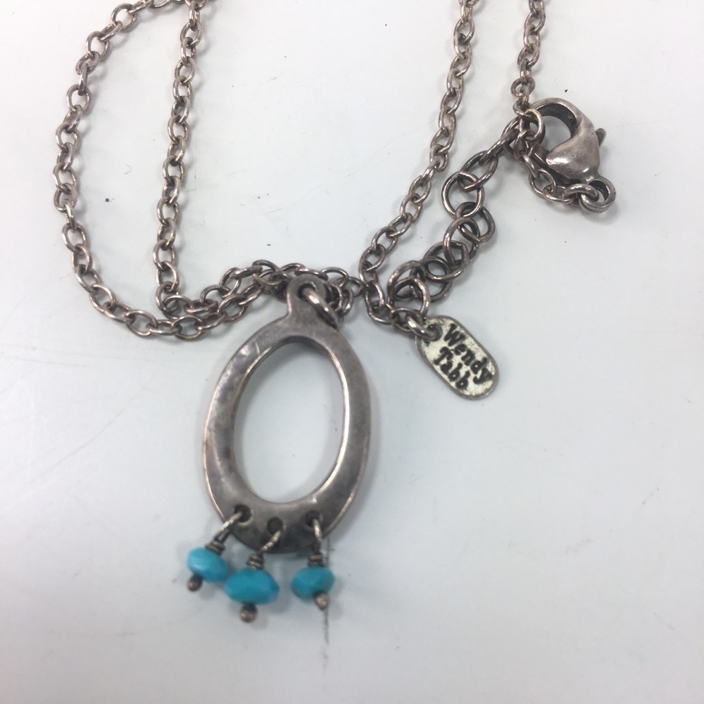 Wendy Tabb 16” oval necklace turquoise stones